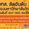 มทส. ติดอันดับ 2 ของมหาวิทยาลัยไทย ในการจัดอันดับครั้งแรก ด้านผลกระทบของมหาวิทยาลัยที่มีต่อสังคม โดย THE